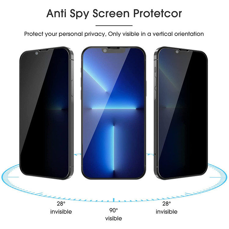 iPhone 14 Pro Max Anti Spy 9H Härte Panzerglas / Privacy