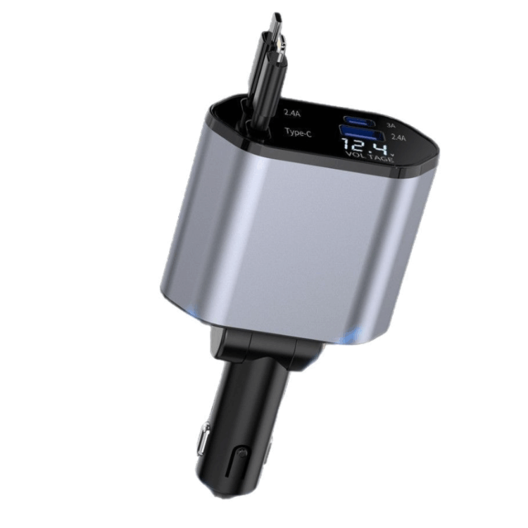 66W Auto Ladegerät mit USB-C & iPhone Kabel – 4-in-1 KFZ-Charger