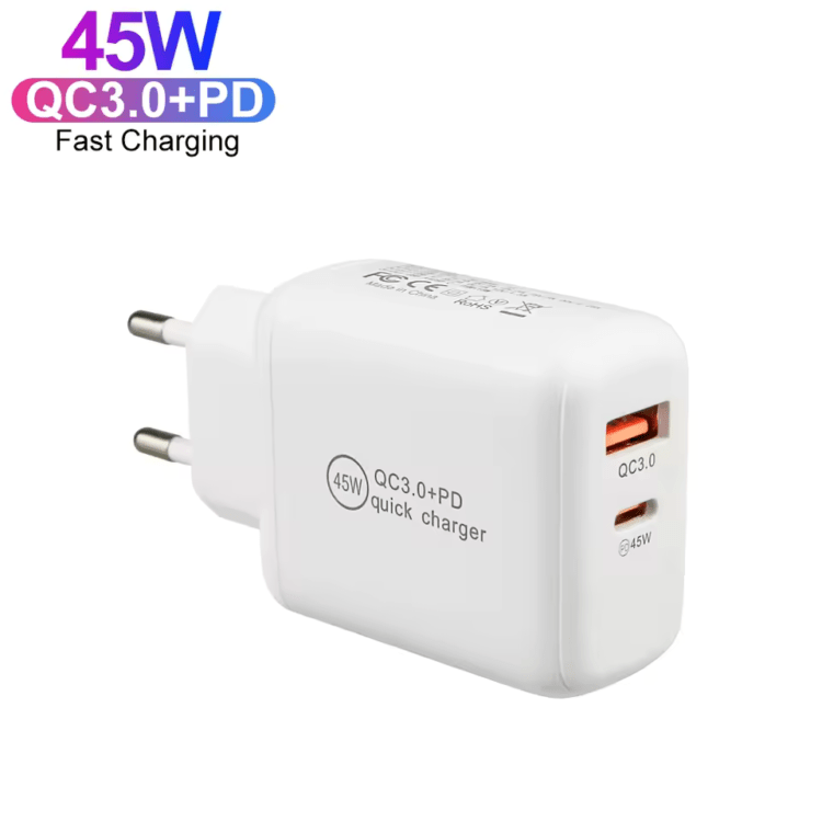 Caricatore superveloce da 45W USB-C e USB-A