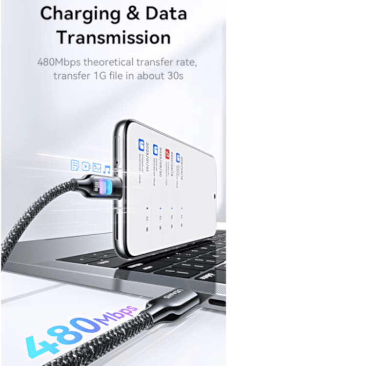 USB-C Kabel PD 65W 1M - mit RGB - immagine 5