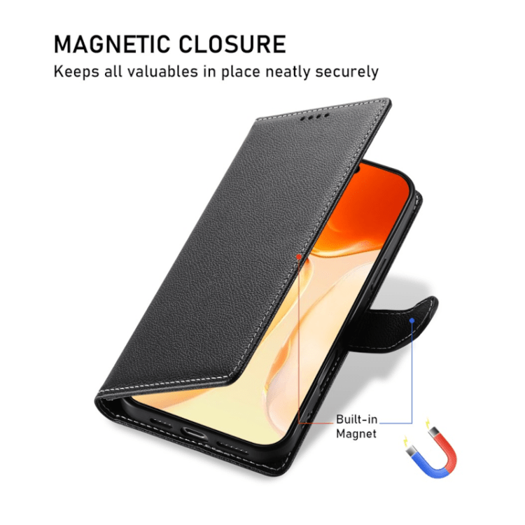 Alternative Ansicht von iPhone 17 Flip Wallet Cover Echtleder - Schwarz